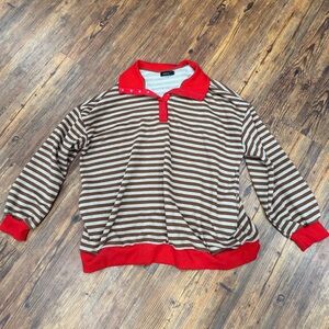 Zesica Oversized Striped Sweatshirt with Pockets